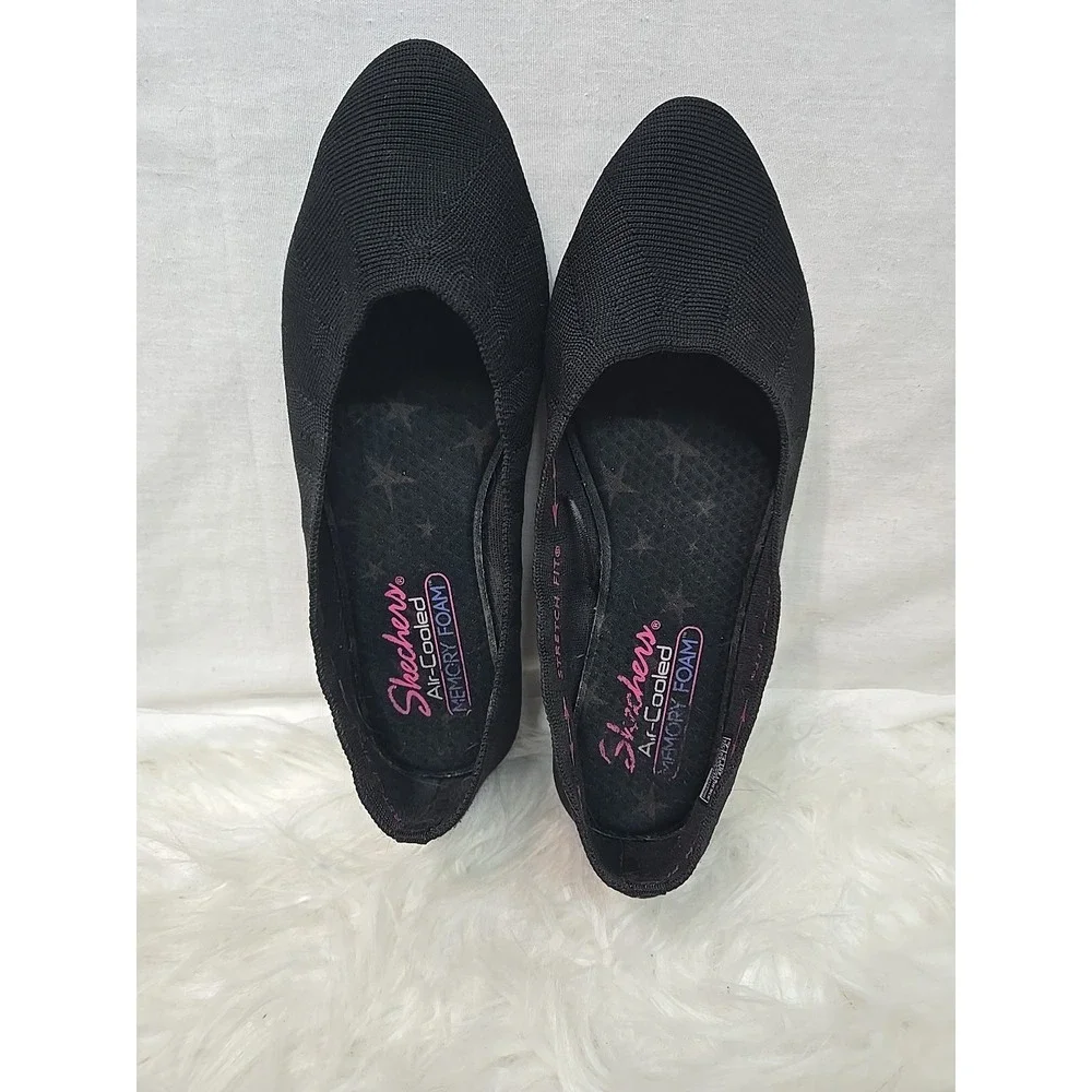 Skechers Cleo Bewitch Black Casual Slip On Ballet Flats Shoes 48885 Womens‎ Sz 7